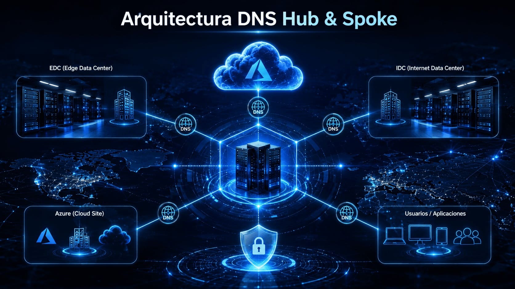 Optimización de DNS en Active Directory: Arquitectura Hub & Spoke para Entornos Híbridos Multi-Sitio